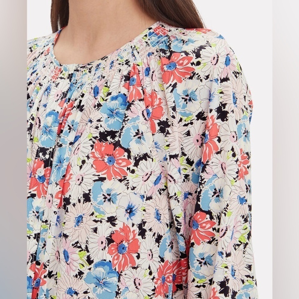 Veronica Beard Silk Madge Button Multi Floral Sil… - image 3